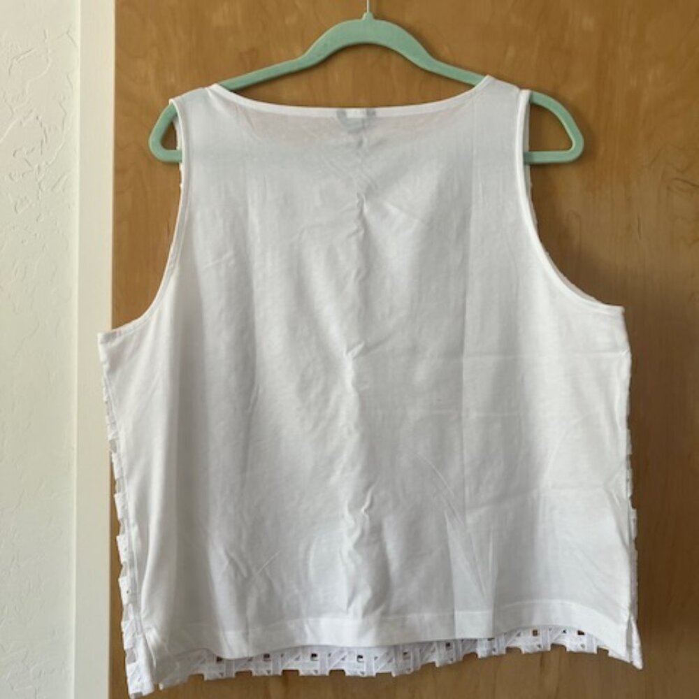 Ann Taylor White Eyelet Sleeveless Top - Picture 3 of 5
